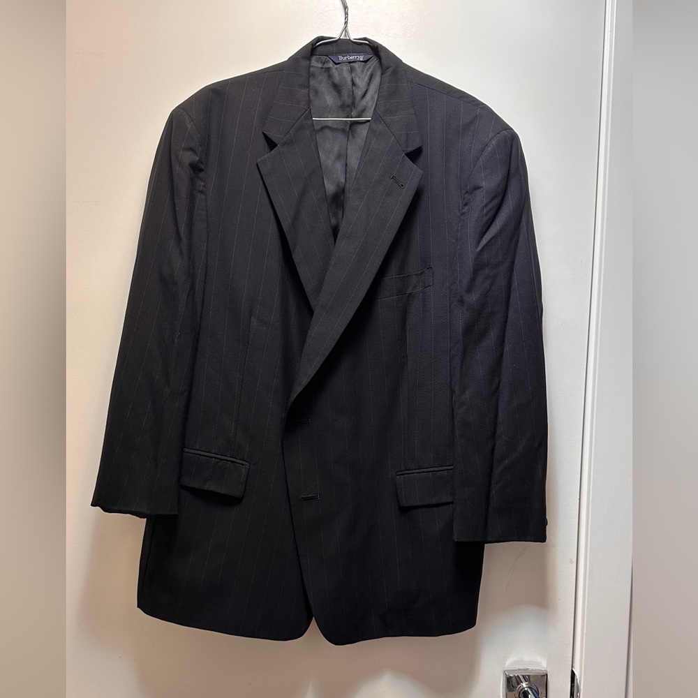 Burberrys vintage 100% Wool Pinstripe Power Blazer XL